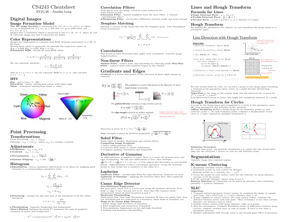 CS4243 Cheatsheet Preview