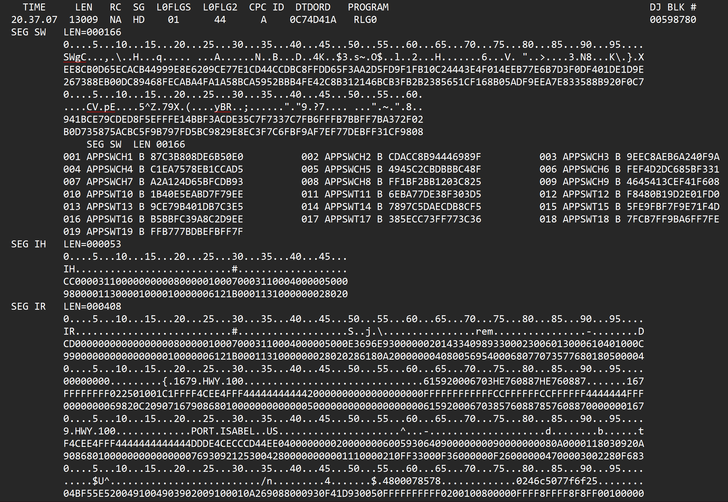 Example logprint section